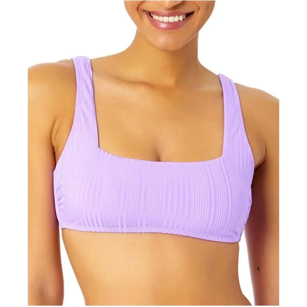 Salt + Cove Lavender Ribbed Square Neck Bikini Top L NWT Y2K Swim Beach